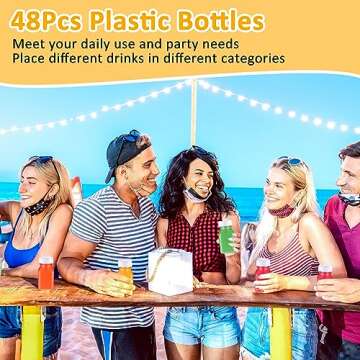 48 Pcs Plastic Juice Bottles Bulk with Caps, Small Reusable Juice Bottles Empty Clear Bottles Beverages Drink Containers Mini Fridge Bottles for Juicing, Smoothies, Tea, Milk, Coffee (White,4 oz)