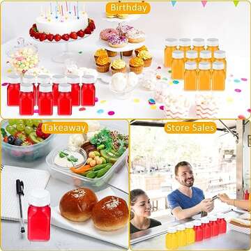 48 Pcs Plastic Juice Bottles Bulk with Caps, Small Reusable Juice Bottles Empty Clear Bottles Beverages Drink Containers Mini Fridge Bottles for Juicing, Smoothies, Tea, Milk, Coffee (White,4 oz)