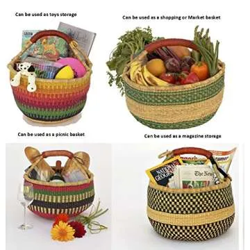 Handmade Ghana Bolga Basket - Eco-Friendly Shopping Solution