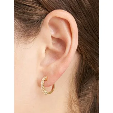 Amazon Essentials Yellow Gold Plated Sterling Silver Hinged Huggie Hoop Earrings (previously Amazon Collection)