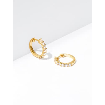 Amazon Essentials Yellow Gold Plated Sterling Silver Hinged Huggie Hoop Earrings (previously Amazon Collection)