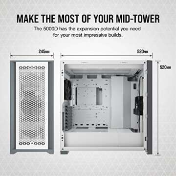 Corsair 5000D Airflow Tempered Glass Mid-Tower ATX PC Case - White