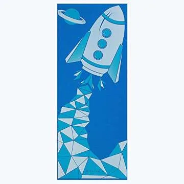Gaiam Kids Yoga Mat Exercise Mat, Yoga for Kids with Fun Prints - Playtime for Babies, Active & Calm Toddlers and Young Children, Blue Rocket, 3mm