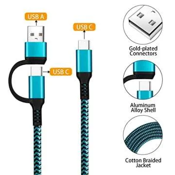 USB C to C Cable, 60W 3 Pack Fast Charging Cords 6ft QC & PD 2-in-1 USB-A/C to Type C Charger Cord Compatible with Samsung Galaxy S21 S10 S9 Note20, MacBook Pro 2020/2019