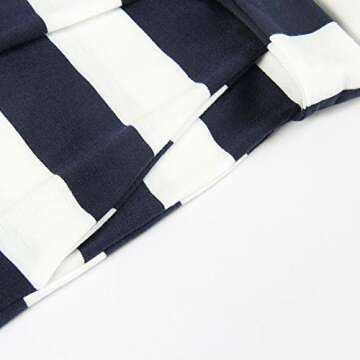 PALINDA Women's Striped Elegant Short Sleeve Wear to Work Casual Pencil Dress with Belt (Navy Blue,L)