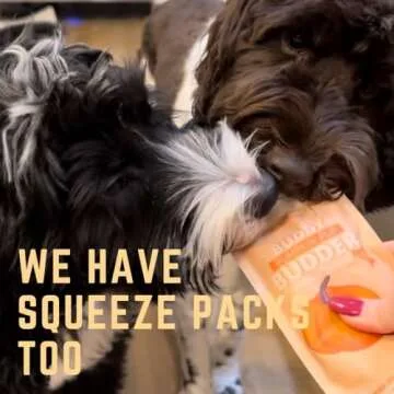 BUDDY BUDDER 6 Pack Mixed Flavor Squeeze Packs, 100% Natural Dog Peanut Butter, Healthy Peanut Butter Dog Treats, Made in USA, (4oz Packs)