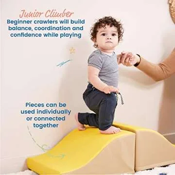 ECR4Kids SoftZone Junior Mix n' Match Slide, Beginner Playset, Yellow, 2-Pack