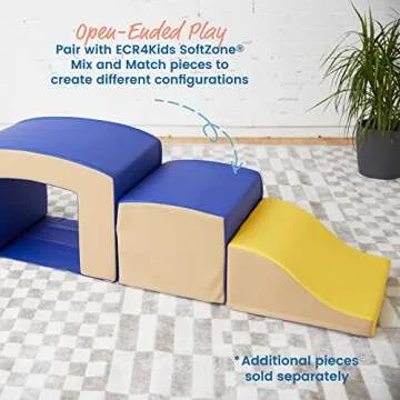 ECR4Kids SoftZone Junior Mix n' Match Slide, Beginner Playset, Yellow, 2-Pack