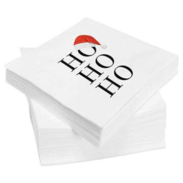OLYPHAN Santa Napkins Funny Christmas Napkins Paper Cute Fun Holiday Party Napkin 40 Pack, Disposabl...