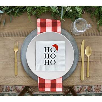 OLYPHAN Santa Napkins Funny Christmas Napkins Paper Cute Fun Holiday Party Napkin 40 Pack, Disposable 6.5 Inches Dinner Parties, Cocktail, Luncheon, Lunch Buffet, Appetizer, Dessert