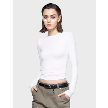 PUMIEY Women's Slim Fit Long Sleeve Top Fall Fashion