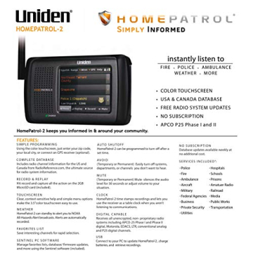 Uniden HomePatrol-2 Touchscreen Police Scanner