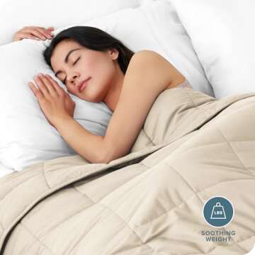 Bare Home Weighted Blanket Full or Queen Size 15lb (48" x 72") for Adults - All-Natural 100% Cotton ...