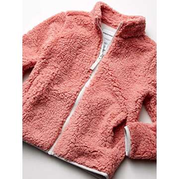 Amazon Essentials Toddler Girls' Sherpa Fleece Full-Zip Jacket, Mauve, 3T
