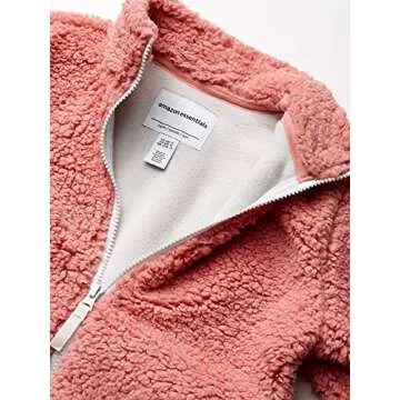 Amazon Essentials Toddler Girls' Sherpa Fleece Full-Zip Jacket, Mauve, 3T