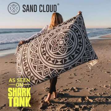Sand Cloud Turkish Beach Towel - Sand Free - 100% Organic Turkish Cotton Yarn - Quick Dry Towel for ...