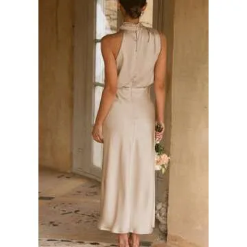 Elegant BZSFW Women's Satin Maxi Dress for Summer Events