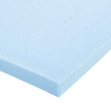 Amazon Basics Cooling Gel-Infused Memory Foam Mattress Topper - Ventilated, CertiPUR-US Certified Foam, 2-Inch, Queen, Blue