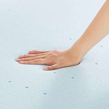 Amazon Basics Cooling Gel-Infused Memory Foam Mattress Topper - Ventilated, CertiPUR-US Certified Foam, 2-Inch, Queen, Blue