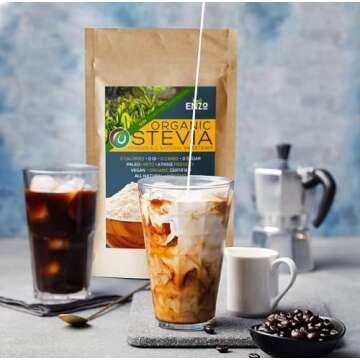 Easy Use Organic Stevia Powder 200g (7.05oz / 1600 Servings) All Natural Alternative Sweetener 12 x Sweeter than Processed Sugar with No Artificial additives & fillers