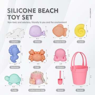 MarcZero 11Pcs Silicone Beach Toys,Modern Baby Beach Toys,Travel Friendly Beach Set,Eco Friendly Toy...