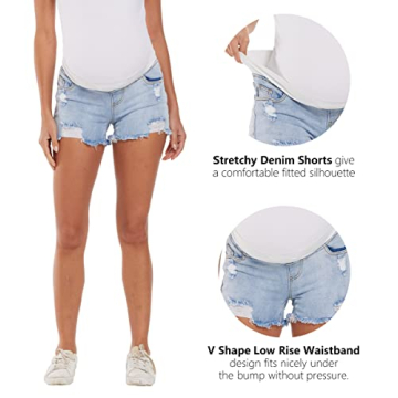 Foucome Maternity Jean Shorts for Stylish Comfort and Fit