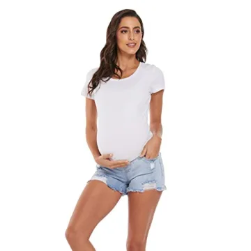 Foucome Maternity Jean Shorts for Stylish Comfort and Fit