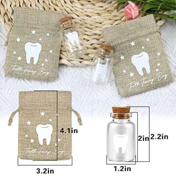 free-space Tooth Fairy Bag with 2 Small Glass Tooth Fairy Bottles Tooth Fairy Keepsake Kids Tooth Fa...