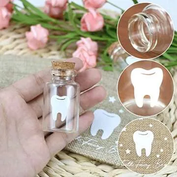 free-space Tooth Fairy Bag with 2 Small Glass Tooth Fairy Bottles Tooth Fairy Keepsake Kids Tooth Fairy Bag Set (tooth fairy bottle)