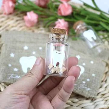 free-space Tooth Fairy Bag with 2 Small Glass Tooth Fairy Bottles Tooth Fairy Keepsake Kids Tooth Fairy Bag Set (tooth fairy bottle)