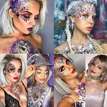 8 Sets Mermaid Face Gems for Festivals Rave Makeup