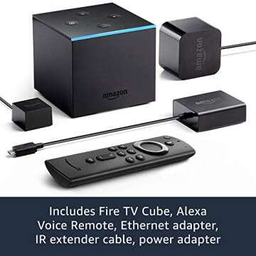 Fire TV Cube, Hands-free streaming device with Alexa, 4K Ultra HD, includes Alexa Voice Remote