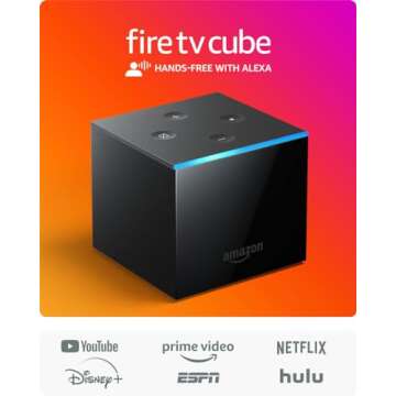 Fire TV Cube, Hands-free streaming device with Alexa, 4K Ultra HD, includes Alexa Voice Remote