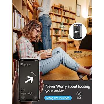 For Magsafe Wallet with AirTag Holder, 6-Card Holder, Stronger Magnetic Phone Wallet Holder for iPho...