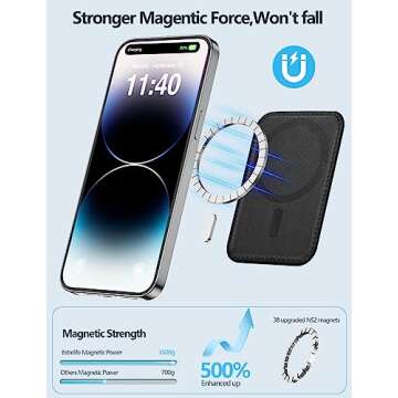 For Magsafe Wallet with AirTag Holder, 6-Card Holder, Stronger Magnetic Phone Wallet Holder for iPhone 16/15, iPhone 14/13/12 Series, Magsafe Wallet Airtag, RFID Blocking, Not included Airtag, Black