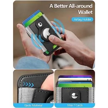 For Magsafe Wallet with AirTag Holder, 6-Card Holder, Stronger Magnetic Phone Wallet Holder for iPhone 16/15, iPhone 14/13/12 Series, Magsafe Wallet Airtag, RFID Blocking, Not included Airtag, Black