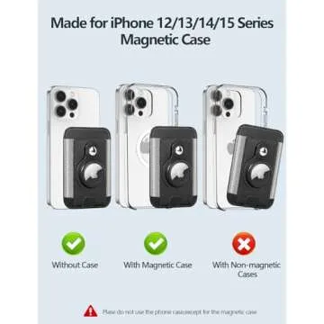 For Magsafe Wallet with AirTag Holder, 6-Card Holder, Stronger Magnetic Phone Wallet Holder for iPhone 16/15, iPhone 14/13/12 Series, Magsafe Wallet Airtag, RFID Blocking, Not included Airtag, Black
