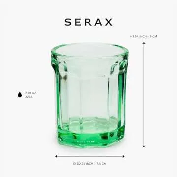 Serax Drinking Glasses Set of 4 | Fish & Fish glassware by Paola Navone | 7.44 FL oz Clear Green Water Glass Cups without Lids | Home Essentials, Kitchen Set | Drinks, Juice, Coffee