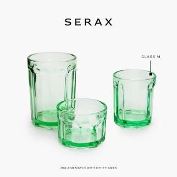Serax Drinking Glasses Set of 4 | Fish & Fish glassware by Paola Navone | 7.44 FL oz Clear Green Water Glass Cups without Lids | Home Essentials, Kitchen Set | Drinks, Juice, Coffee