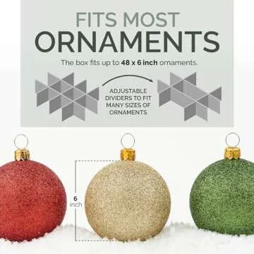 Extra Large Ornament Storage Container Holds 48 Six-Inch Ornaments