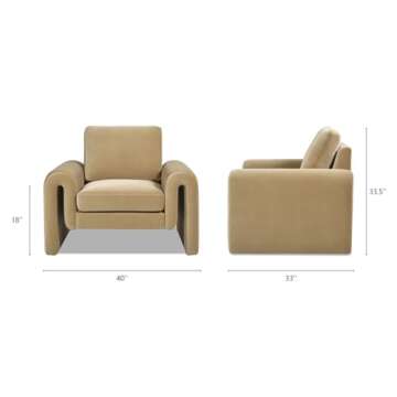 Jennifer Taylor Home Mason 40" Fully Upholstered Performance Velvet Comfortable Large Arched Arm Modern Living Room Lounge Chair