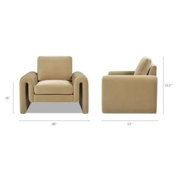 Jennifer Taylor Home Mason 40" Fully Upholstered Performance Velvet Comfortable Large Arched Arm Modern Living Room Lounge Chair