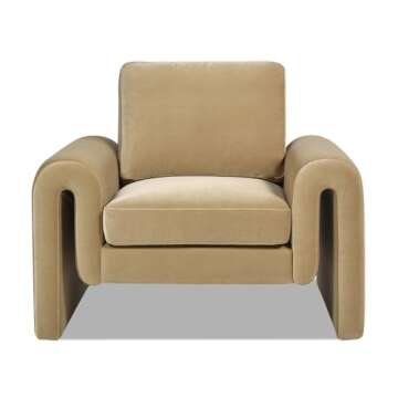 Jennifer Taylor Home Mason 40" Fully Upholstered Performance Velvet Comfortable Large Arched Arm Modern Living Room Lounge Chair