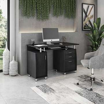 Techni Mobili 47.25" Ergonomic Computer Drawers & File Cabinet for Home Office Storage, Espresso Wri...