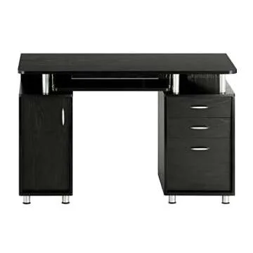 Techni Mobili 47.25" Ergonomic Computer Drawers & File Cabinet for Home Office Storage, Espresso Writing Desk, ONE Size