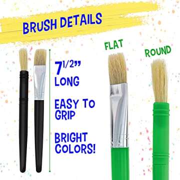 U.S. Art Supply 20-Piece Paint Brush Pack - Thick Paint Brushes for Crafts, Classroom Paint Brushes, Paint Brushes for Painting Projects, Bulk Paintbrushes for Tempera, Poster, and Acrylic Art