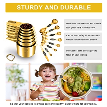 LIFETOWE Gold Measuring Cups and Spoons for Precision Cooking