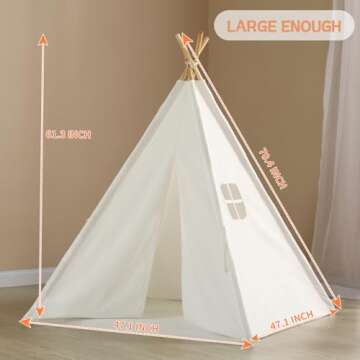 wilwolfer Kids Teepee Tent for Girls or Boys with Carry Case, Foldable Play Tent for Kids or Toddler...