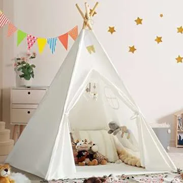 wilwolfer Kids Teepee Tent for Girls or Boys with Carry Case, Foldable Play Tent for Kids or Toddler Suit for Indoor and Outdoor Play, Protable Kids Playhouse Children Tent(Mat not Included)