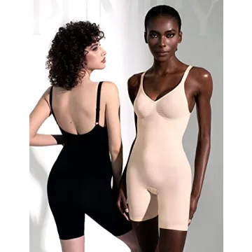 PUMIEY Women’s Tummy Control Bodysuit V-Neck Sculpting